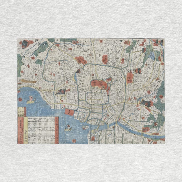 Vintage Map of Tokyo Japan (1850) by Bravuramedia